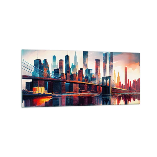 Schilderen op glas - Een droomachtig New York - 120x50 cm
