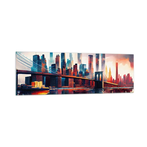 Schilderen op glas - Een droomachtig New York - 160x50 cm