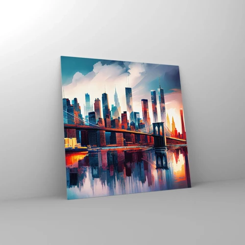 Schilderen op glas - Een droomachtig New York - 50x50 cm