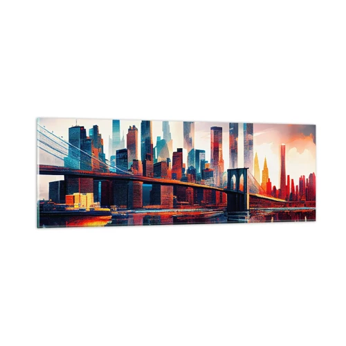 Schilderen op glas - Een droomachtig New York - 90x30 cm