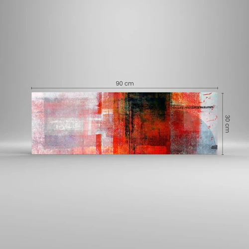 Schilderen op glas - Een gloeiende compositie  - 90x30 cm