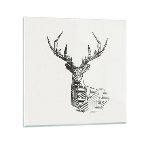 Schilderen op glas - Een hert in kubistische stijl - 60x60 cm