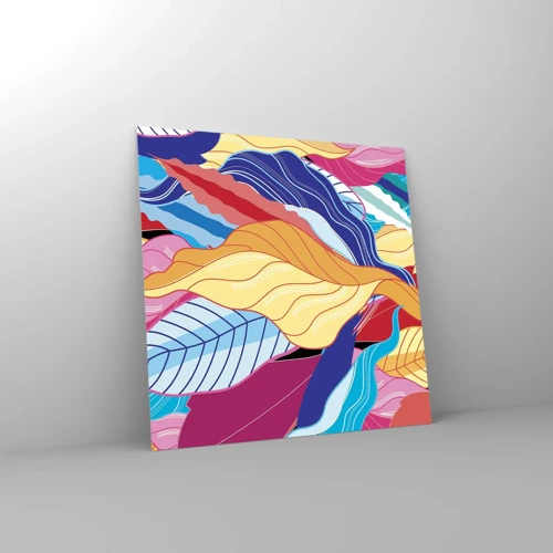 Schilderen op glas - Een kleurrijke puinhoop - 70x70 cm