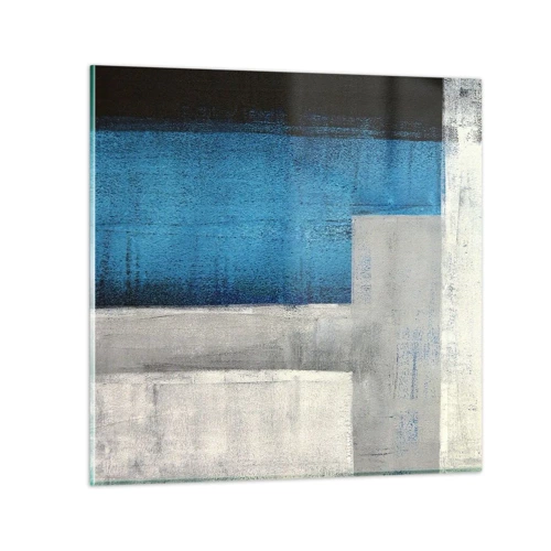 Schilderen op glas - Een poëtische compositie van grijs en blauw - 30x30 cm