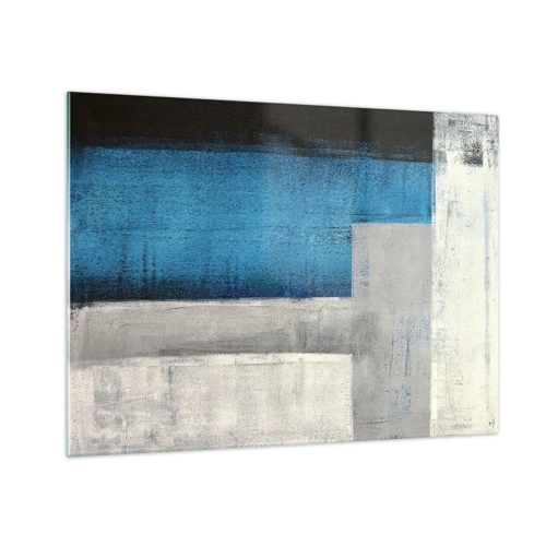 Schilderen op glas - Een poëtische compositie van grijs en blauw - 70x50 cm
