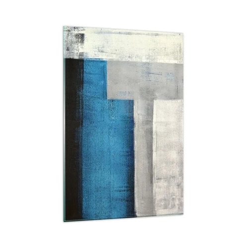 Schilderen op glas - Een poëtische compositie van grijs en blauw - 80x120 cm