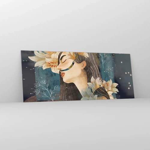 Schilderen op glas - Een sprookje over een prinses met lelies - 100x40 cm