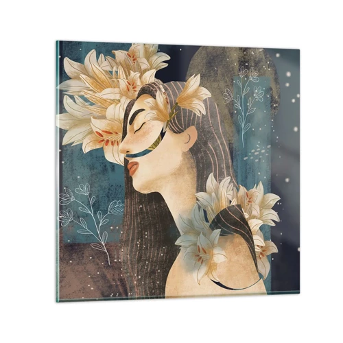 Schilderen op glas - Een sprookje over een prinses met lelies - 70x70 cm