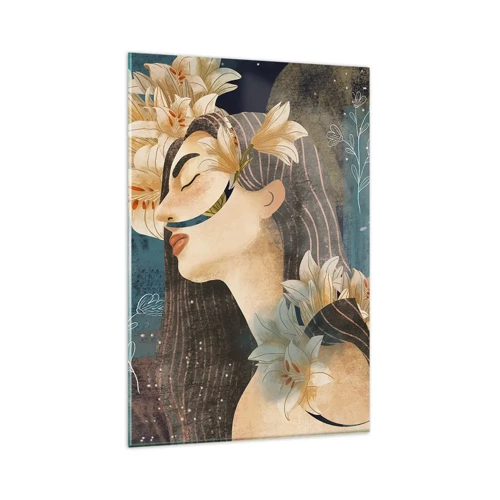Schilderen op glas - Een sprookje over een prinses met lelies - 80x120 cm