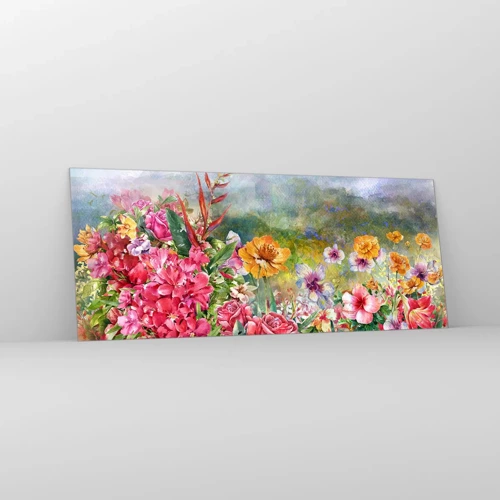 Schilderen op glas - Een tuin die gek is geworden - 100x40 cm