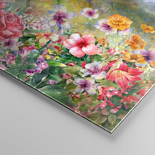 Schilderen op glas - Een tuin die gek is geworden - 120x80 cm