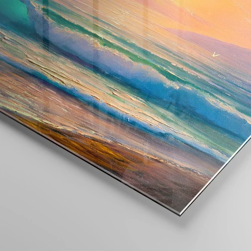 Schilderen op glas - Een turquoise lied van de golven - 120x50 cm