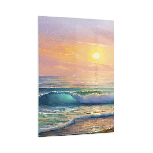 Schilderen op glas - Een turquoise lied van de golven - 50x70 cm