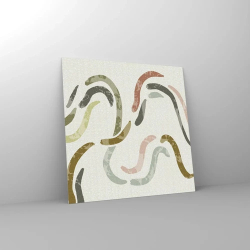 Schilderen op glas - Een vrolijke dans van abstractie - 40x40 cm