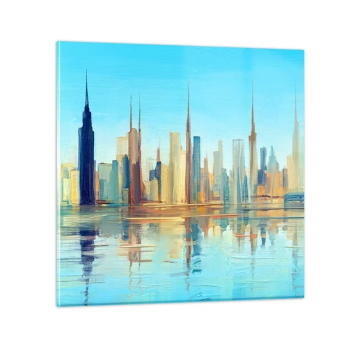Schilderen op glas - Een zonnige metropool - 30x30 cm
