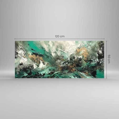 Schilderen op glas - Emerald en zwarte branding - 120x50 cm