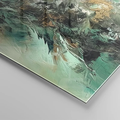 Schilderen op glas - Emerald en zwarte branding - 120x50 cm