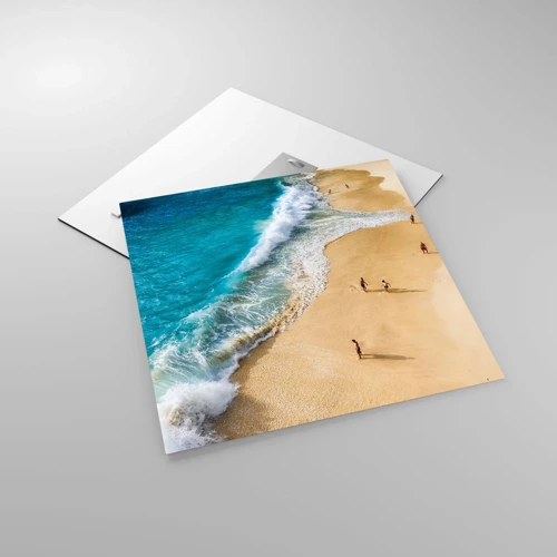 Schilderen op glas - En dan de zon, het strand… - 50x50 cm