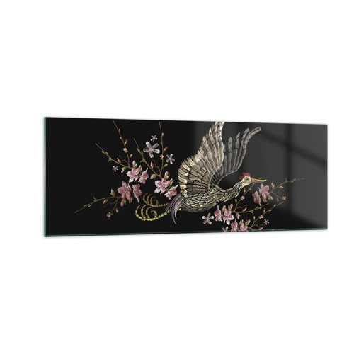 Schilderen op glas - Exotische geborduurde vogel - 140x50 cm