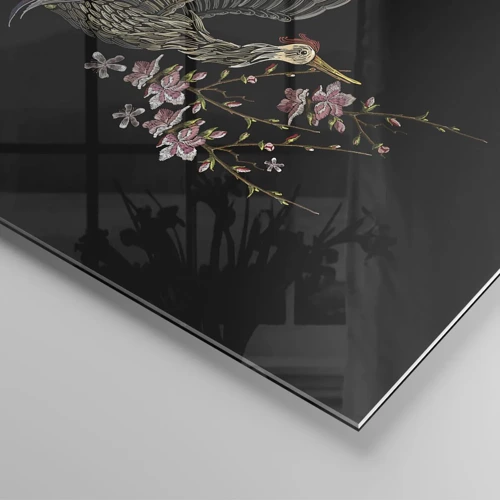 Schilderen op glas - Exotische geborduurde vogel - 50x50 cm