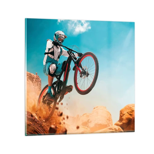 Schilderen op glas - Fiets waanzin demon - 70x70 cm