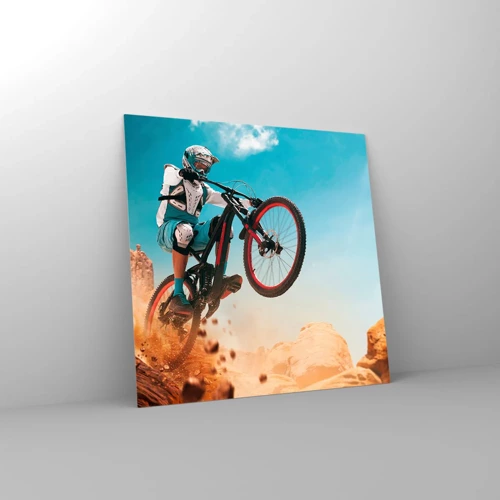 Schilderen op glas - Fiets waanzin demon - 70x70 cm