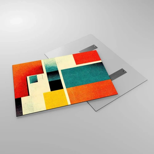 Schilderen op glas - Geometrische abstractie – goede energie - 100x70 cm