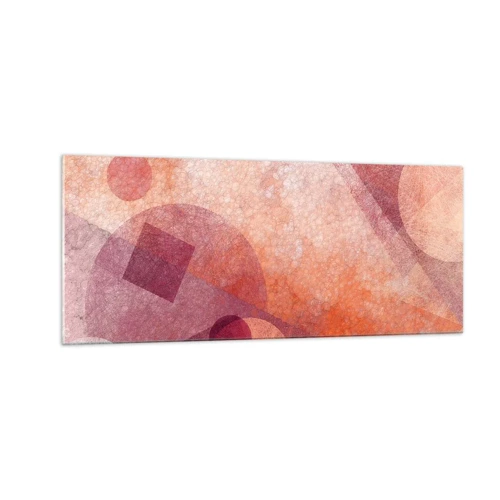 Schilderen op glas - Geometrische transformaties in roze - 100x40 cm