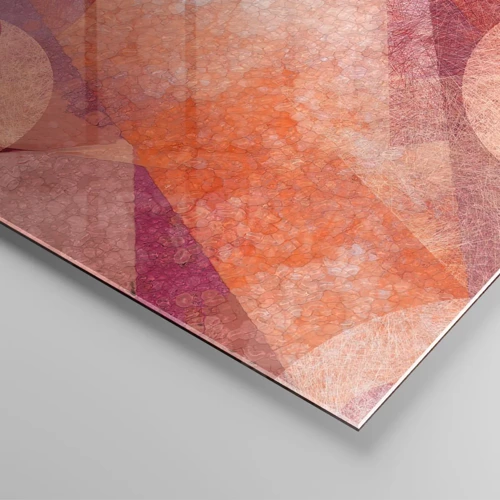 Schilderen op glas - Geometrische transformaties in roze - 100x40 cm