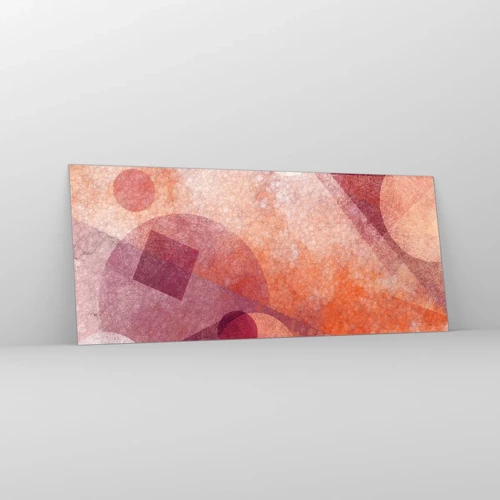 Schilderen op glas - Geometrische transformaties in roze - 120x50 cm