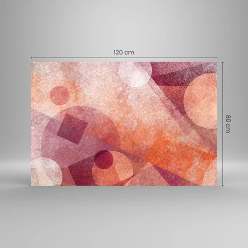 Schilderen op glas - Geometrische transformaties in roze - 120x80 cm