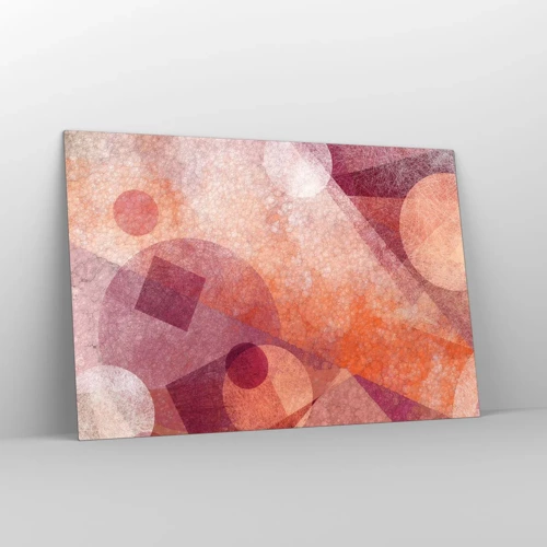 Schilderen op glas - Geometrische transformaties in roze - 120x80 cm