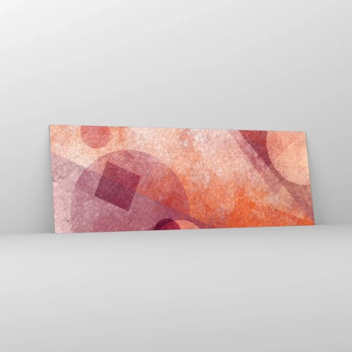 Schilderen op glas - Geometrische transformaties in roze - 140x50 cm