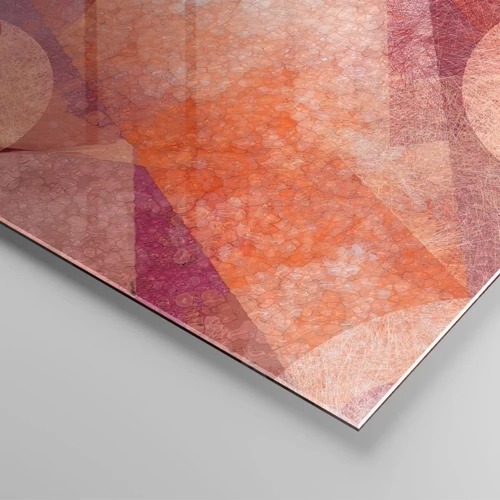 Schilderen op glas - Geometrische transformaties in roze - 140x50 cm