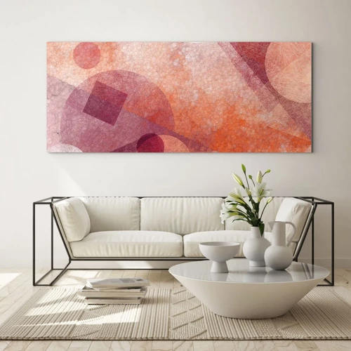 Schilderen op glas - Geometrische transformaties in roze - 160x50 cm