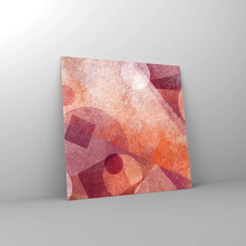 Schilderen op glas - Geometrische transformaties in roze - 70x70 cm