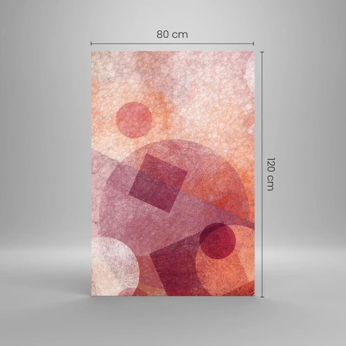 Schilderen op glas - Geometrische transformaties in roze - 80x120 cm