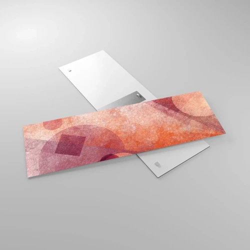Schilderen op glas - Geometrische transformaties in roze - 90x30 cm