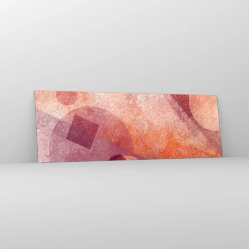 Schilderen op glas - Geometrische transformaties in roze - 90x30 cm