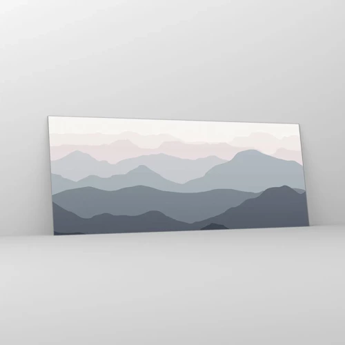 Schilderen op glas - Golven van de bergen - 100x40 cm