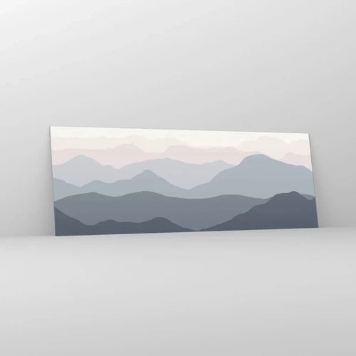 Schilderen op glas - Golven van de bergen - 140x50 cm