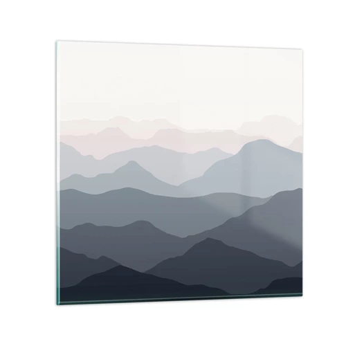 Schilderen op glas - Golven van de bergen - 40x40 cm