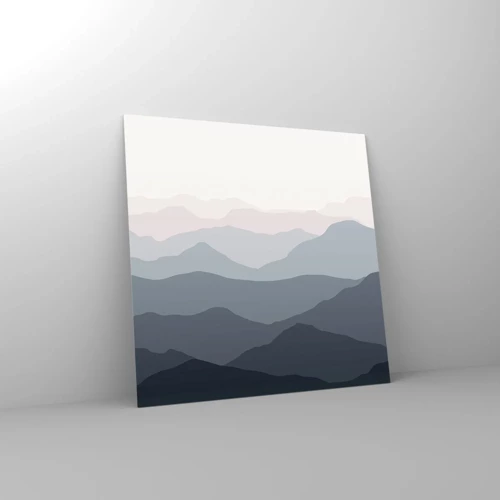 Schilderen op glas - Golven van de bergen - 50x50 cm