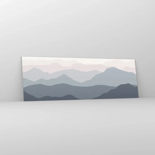 Schilderen op glas - Golven van de bergen - 90x30 cm
