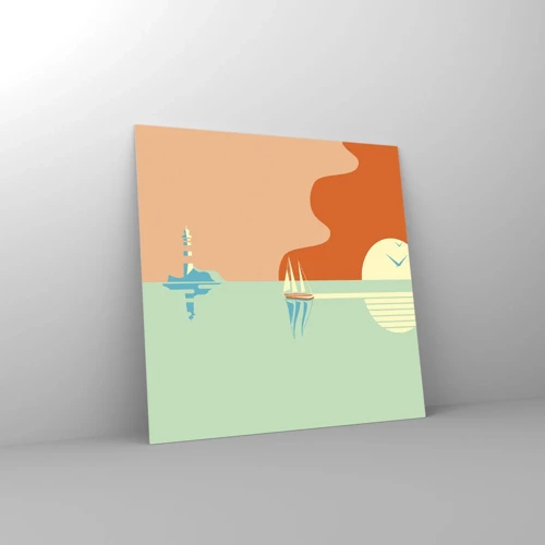 Schilderen op glas - Het perfecte zeelandschap - 30x30 cm
