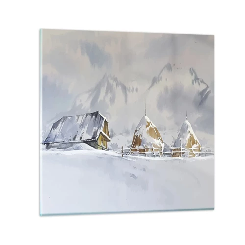 Schilderen op glas - In een besneeuwde vallei - 30x30 cm