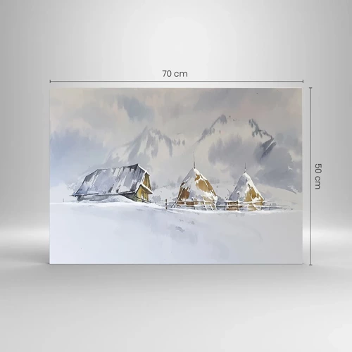 Schilderen op glas - In een besneeuwde vallei - 70x50 cm