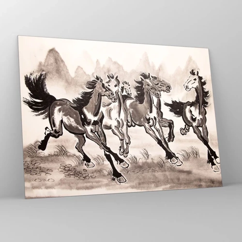 Schilderen op glas - In een vrolijke galop - 70x50 cm