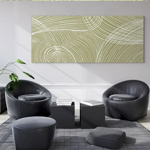 Schilderen op glas - Ingewikkelde abstractie in wit - 120x50 cm