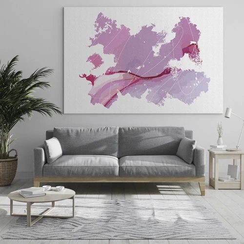 Schilderen op glas - Kaart van de roze wereld - 70x50 cm